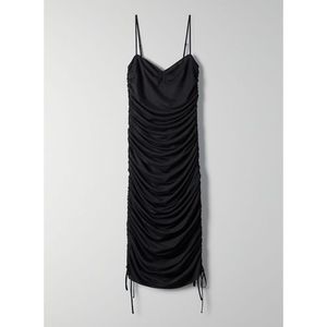 NWT Aritzia Wilfred Black "Rivers" Ruched Dress S